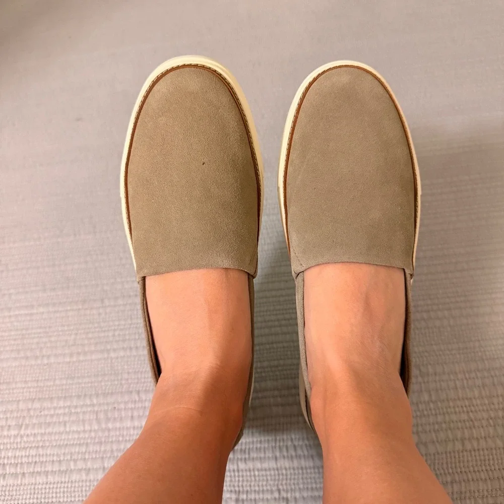 NEW TOMS Women's Taupe Textile Slip On Platform Sneakers Flats Size 9